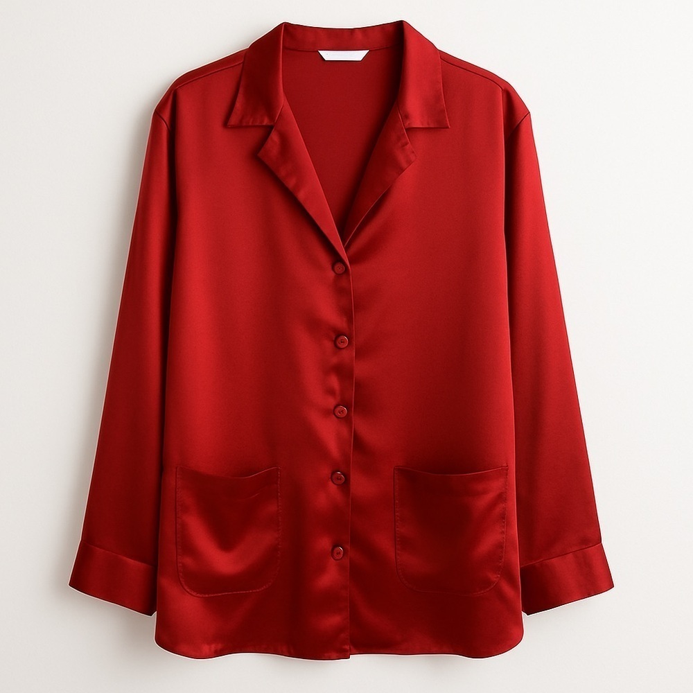 Victoria's Secret Red Satin Button Down Top